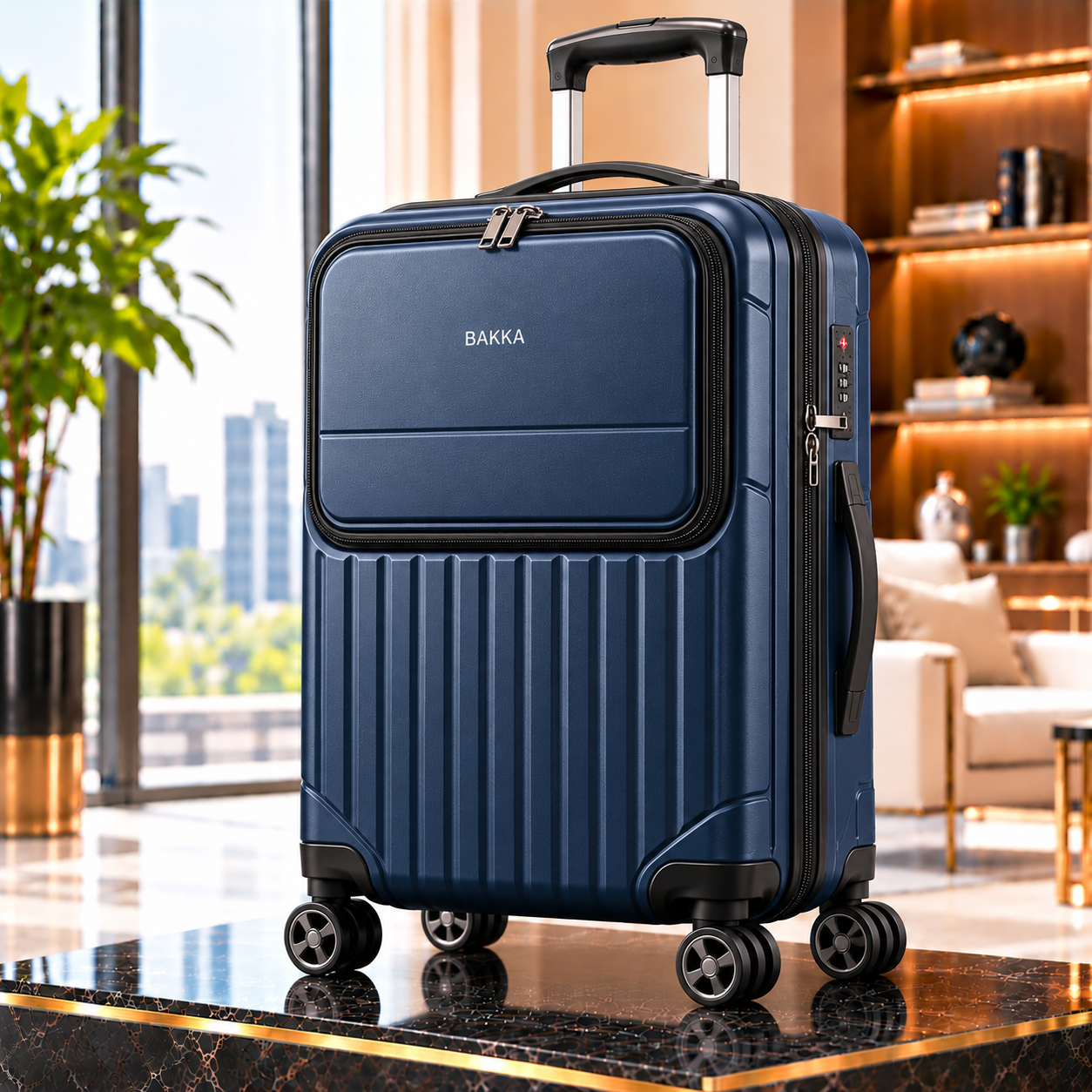 Business Hard Trolley with Front Laptop Pocket